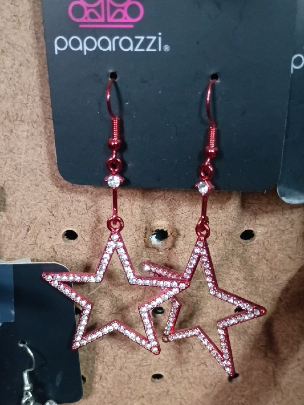 paparazzi Red Star Crystal Dangle Earrings